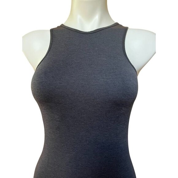 Lululemon Rib Knit Racerback Tank Top Dark Gray Side Vents Extra Long Women's 6 - Picture 9 of 11